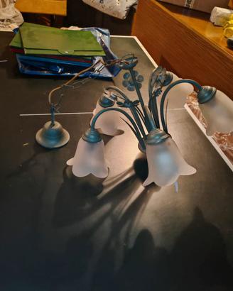 Lampadario Liberty 5 Luci Coordinato Vetro Sat