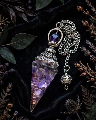 pendolo esoterico ornamentale in Ametista 