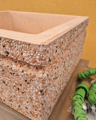 Lavandino Pietra Esterno con supporto inox