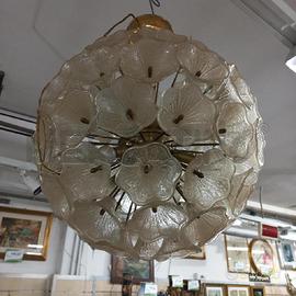 LAMPADARIO TONDO FIORI VETRO1
