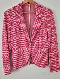 Blazer donna rosa e argento  fantasia geometrica