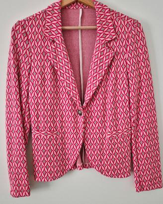 Blazer donna rosa e argento  fantasia geometrica