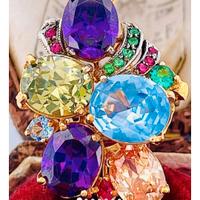 anello in oro 9 Kt e argento  con pietre naturali 