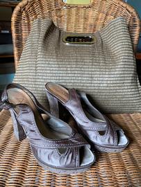 Scarpe estive in raso 37 con borsetta