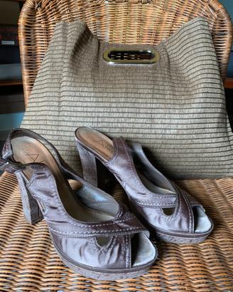 Scarpe estive in raso 37 con borsetta