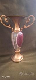 Vaso anfora vintage in onice e ottone -