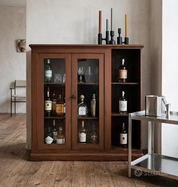 credenza a vetrina bassa fine '800, color mattone