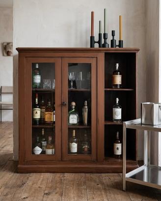 credenza a vetrina bassa fine '800, color mattone