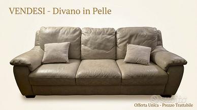 divano in pelle avorio