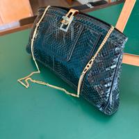 Pochette elegante vintage in pitone nera