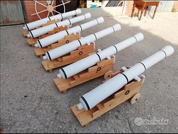 6 Cannoni di legno e plastica spara coriandoli.