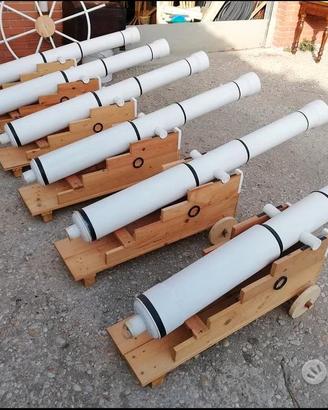 6 Cannoni di legno e plastica spara coriandoli.