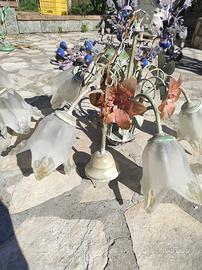 Lampadario vintage in ferro battuto