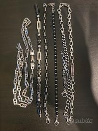 lotto 5 Gioielli Uomo: 3bracciali + 2 collane