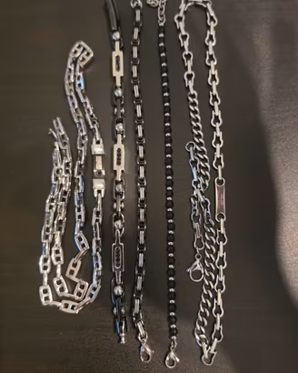 lotto 5 Gioielli Uomo: 3bracciali + 2 collane