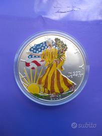 AMERICAN EAGLE COLOR -  OZ. 1  PURO ARGENTO  999.