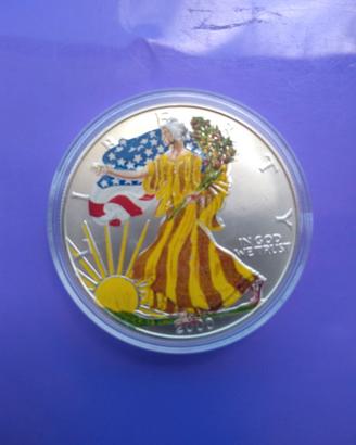 AMERICAN EAGLE COLOR -  OZ. 1  PURO ARGENTO  999.