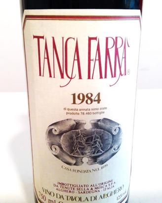 Rarissimo vino Tanca Farrà del 1984 da collezione