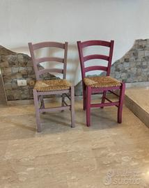 Sedie in paglia FUCSIA e LILLA  30€ l'una.