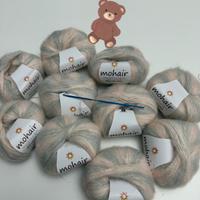 SET 10 GOMITOLI MOHAIR ROSA PLATINO+ 1 UNCINETTO 