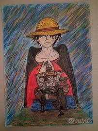 Disegno originale di Monkey D. Luffy, One Piece 