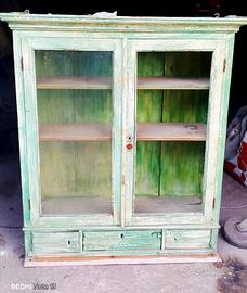 antica vetrinetta pensile in legno (trattabile)