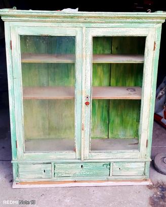 antica vetrinetta pensile in legno (trattabile)