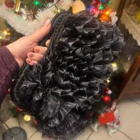 Borsa uncinetto e tulle nera molla 25cm