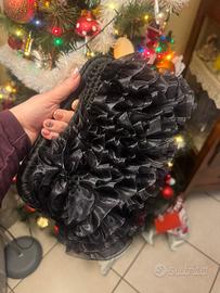 Borsa uncinetto e tulle nera molla 25cm