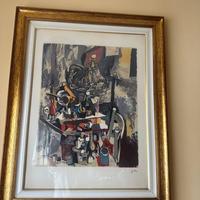 Litografia firmata a mano – arte moderna con corni