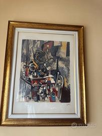 Litografia firmata a mano – arte moderna con corni