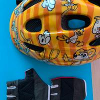 Caschetto per bici giallo con guantini - bambina