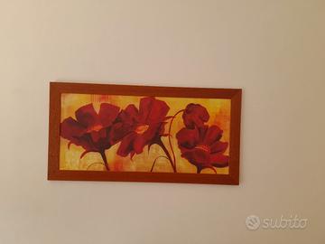 Quadro in legno con fiori rossi