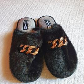 Ciabatte pantofole donna con catena dorata N 37 (