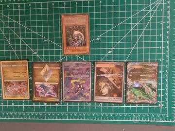 lotto di sei carte Pokemon e Yu-Gi-Oh 