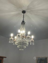 lampadario con cristalli  a sei bracci