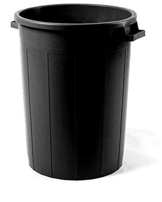 Bidone nero 2 manici 80 Lt H 65cm circonferenza 42