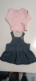 Completo Guess Baby Salopette in Jeans e Maglietta
