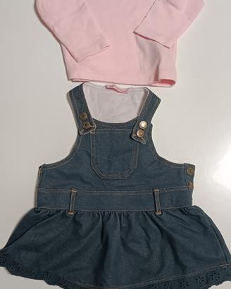 Completo Guess Baby Salopette in Jeans e Maglietta