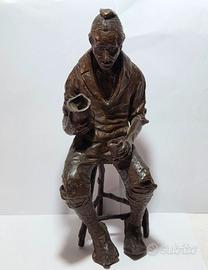 Il Bevitore Scultura Bronzo Pasquale Fosca Ca 1900