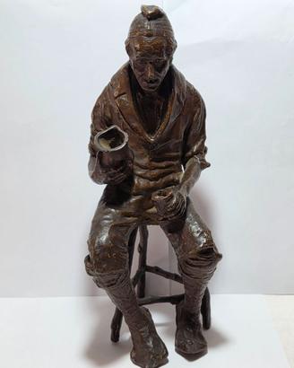 Il Bevitore Scultura Bronzo Pasquale Fosca Ca 1900