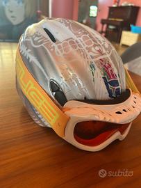 casco sci bambino completo di occhiali da neve