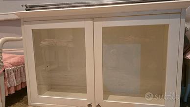 scaffale vetrina bianco legno