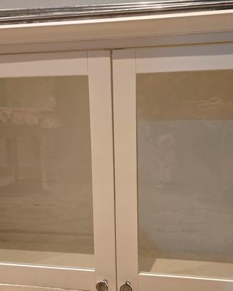 scaffale vetrina bianco legno