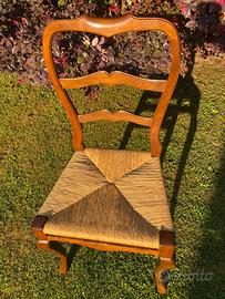 sedia artigianale in ciliegio con paglia 