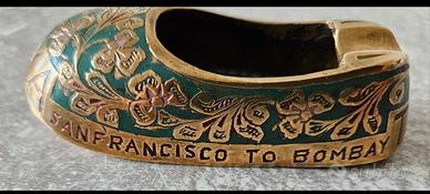 posacenere ottone con incisioni smalto 