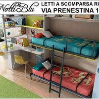 Letto a Scomparsa castello bicolore con sopralzo