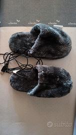 infactory Pantofole Riscaldate USB Grigie Peluche