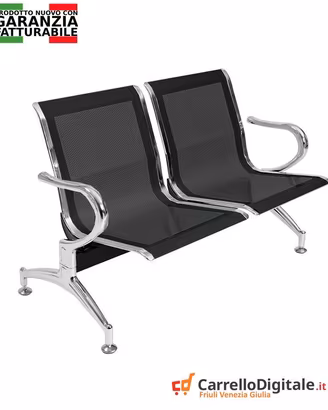 Sedie da attesa in acciaio colore nero 2 posti