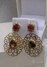 Nuovi orecchini in oro giallo 14 ct. Con gemme